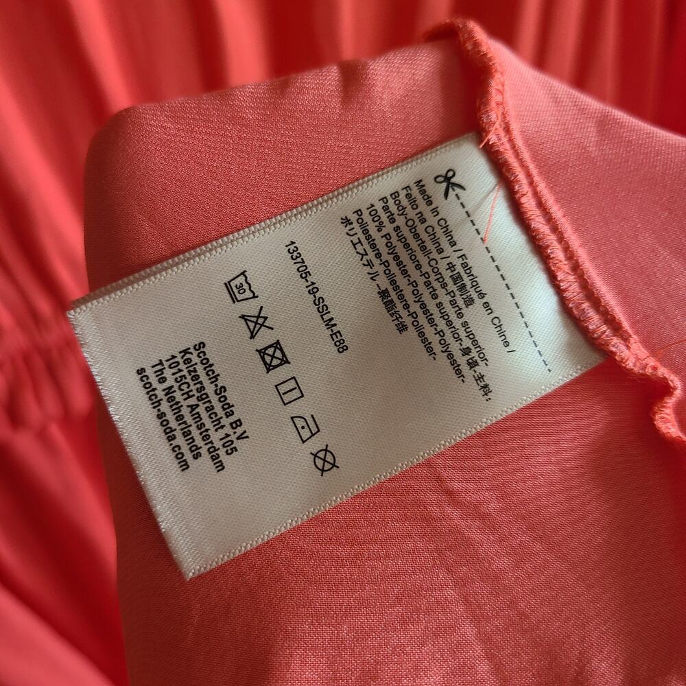 Scotch & Soda Coral Ruffle Dress Flowy Vneck Boho Prairie Cottagecore Preppy - Picture 6 of 6